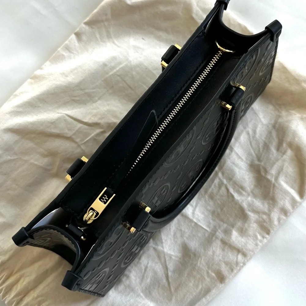 Tory Burch Black Embossed Leather Crossbody Satchel